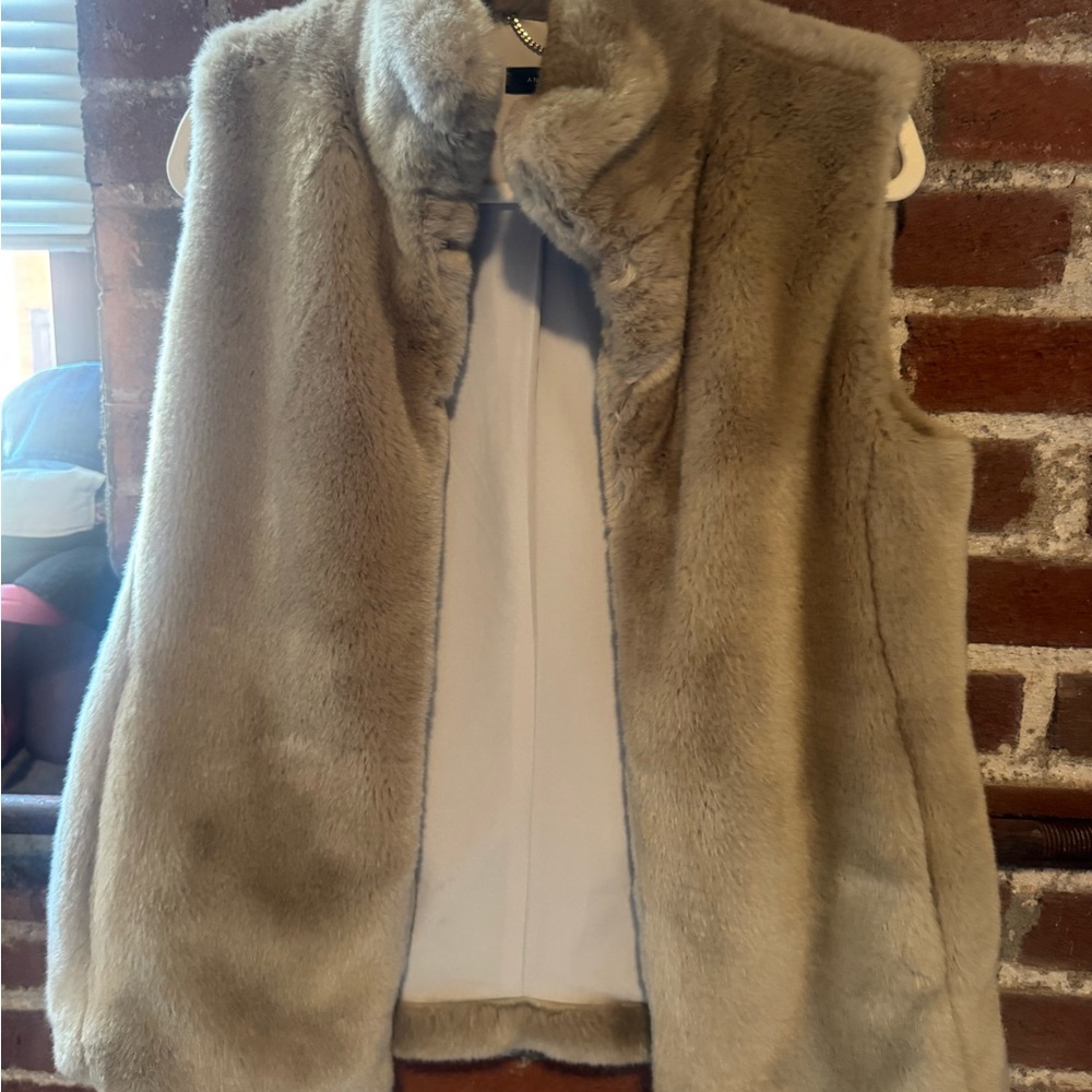 Ann Taylor Faux Fur Vest - Cream